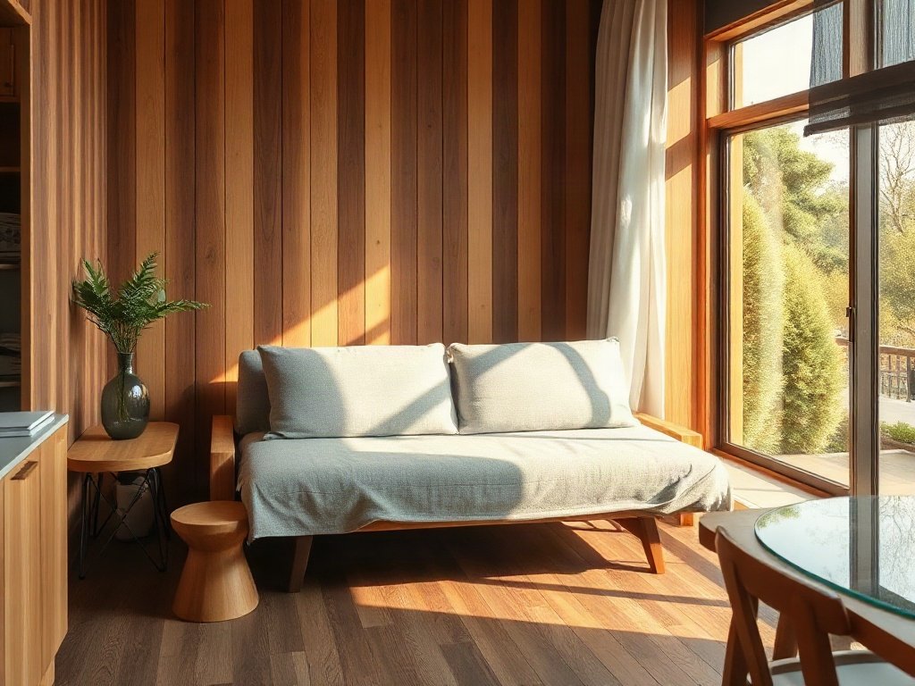 Nội thất ấm cúng với ghế giường gỗ trong nhà kiểu Việt