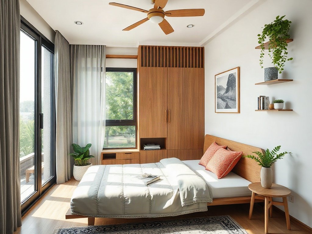 Nội thất nhà Việt Nam với giường xếp không gian