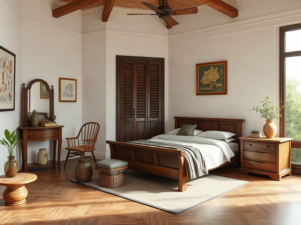 Nội thất gỗ phong cách thôn quê Việt Nam