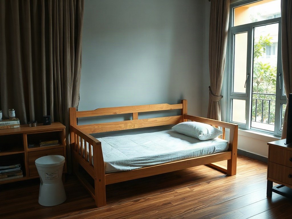 Thiết kế căn hộ Việt Nam với giường gỗ xếp