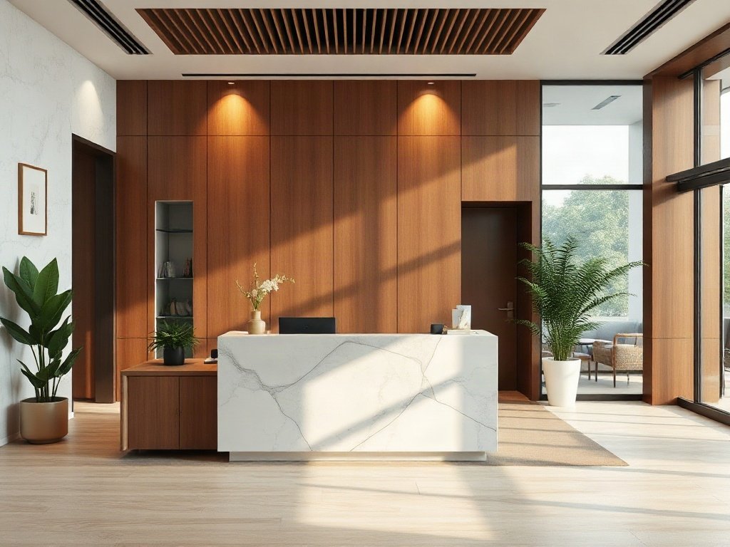 Nội thất văn phòng Việt Nam với quầy lễ tân