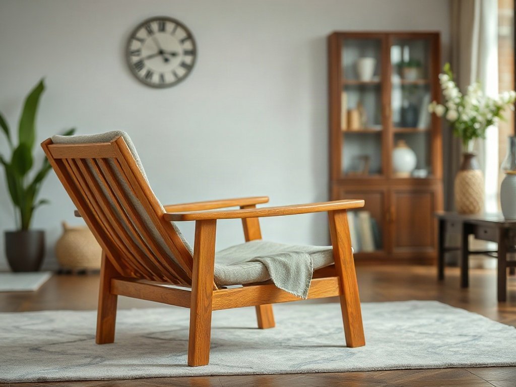 Cận cảnh ghế thư giãn gỗ sang trọng trong môi trường sống Việt.