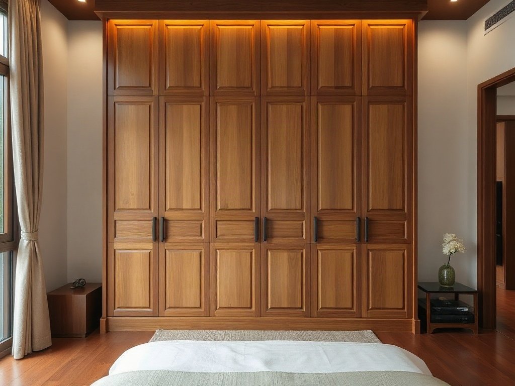Tủ quần áo nhỏ gọn với cửa trượt trong phòng ngủ tại Việt Nam