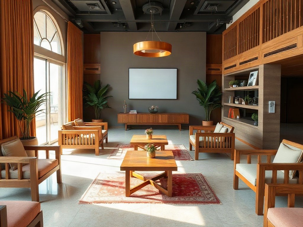 Không gian tiếp tân hiện đại với nội thất gỗ tại Việt Nam