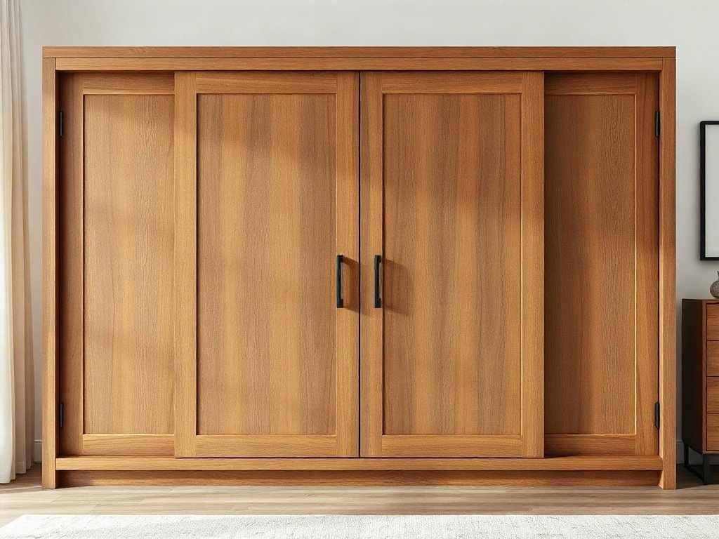 Nội thất hiện đại với tủ gỗ công nghiệp bốn cánh