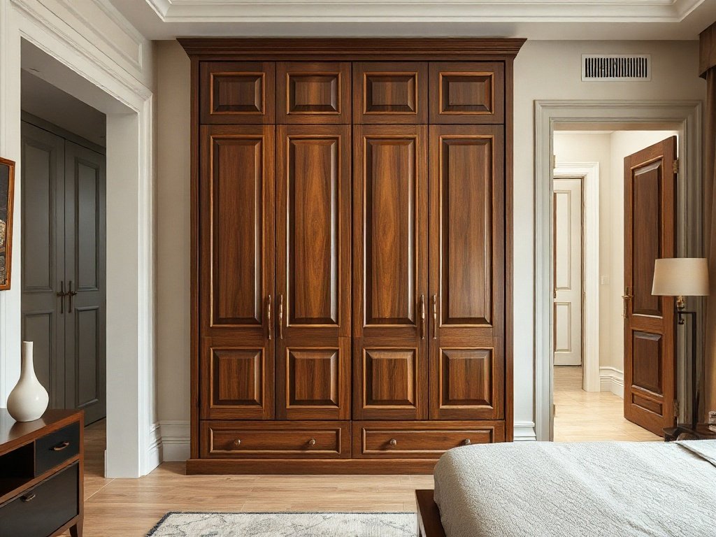 Tủ quần áo thanh lịch với cửa kính trong căn hộ Việt Nam