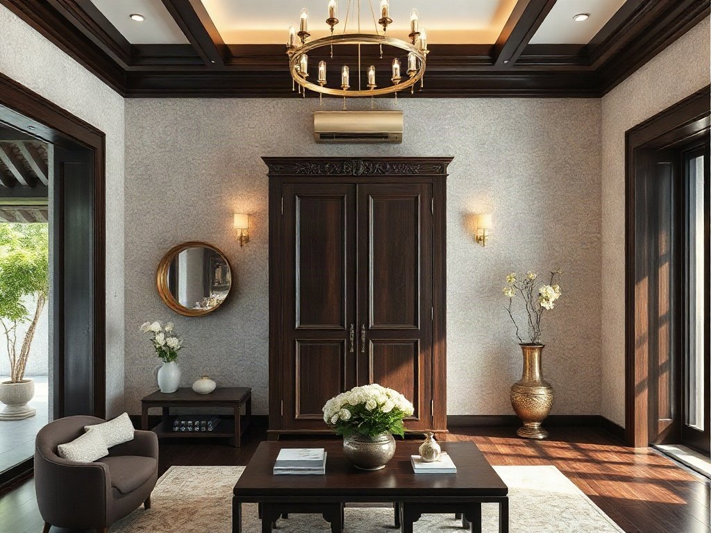 Biệt thự sang trọng ở Việt Nam với tủ quần áo gỗ tối màu