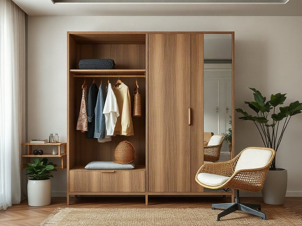 Thiết kế tủ quần áo hiện đại với vật liệu tự nhiên, Việt Nam