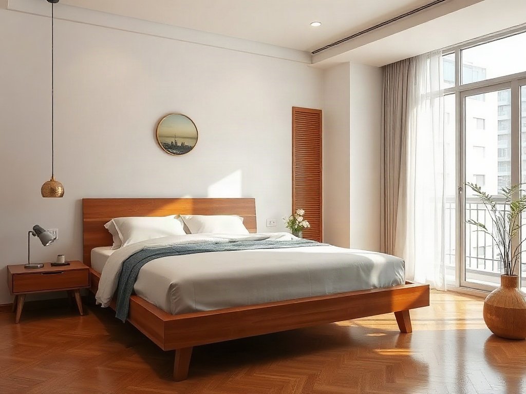Phòng ngủ tối giản, giường ngủ hiện đại và trang nhã