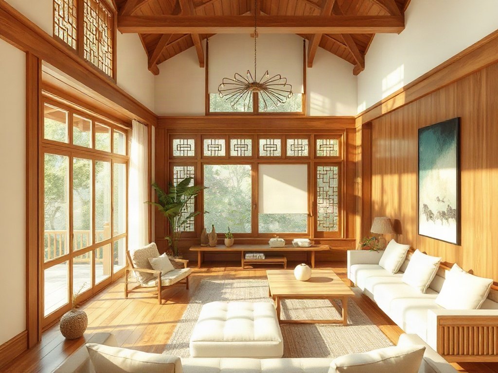 Không gian sống tự nhiên với chi tiết gỗ
