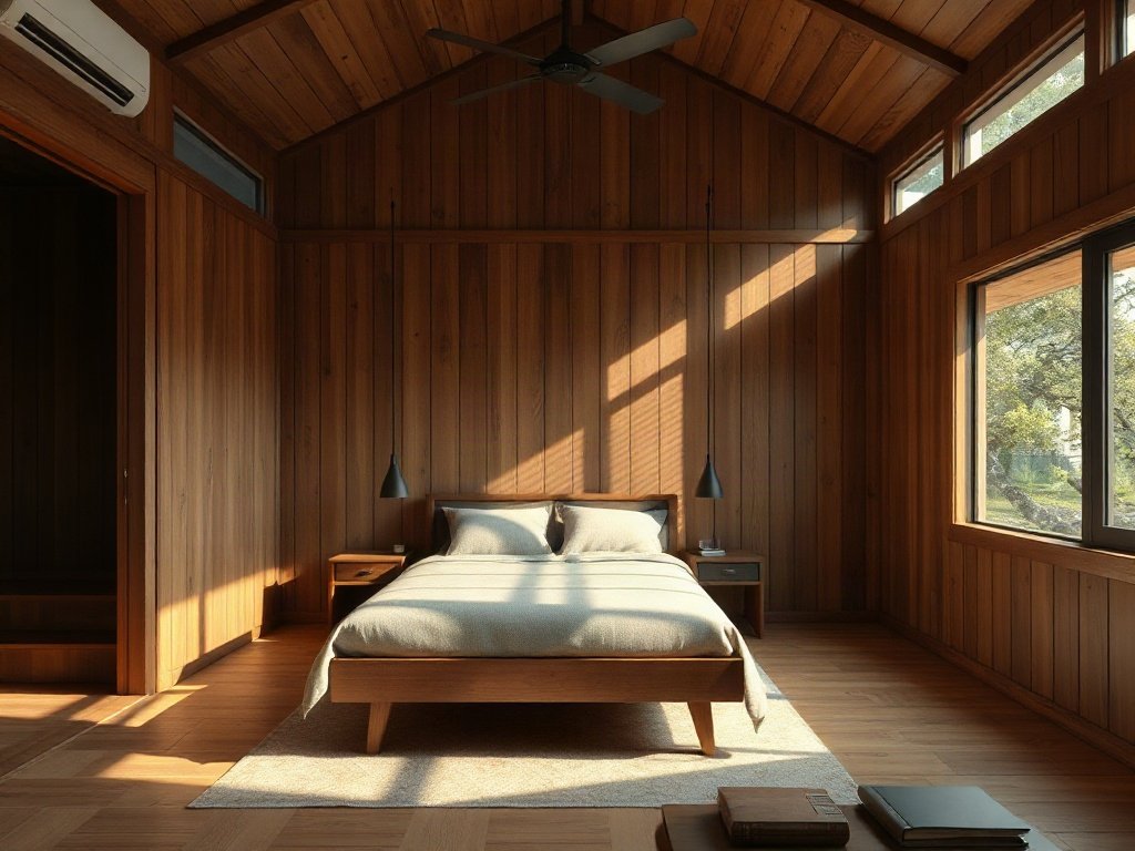 Phòng ngủ gỗ ấm cúng trong căn nhà Việt