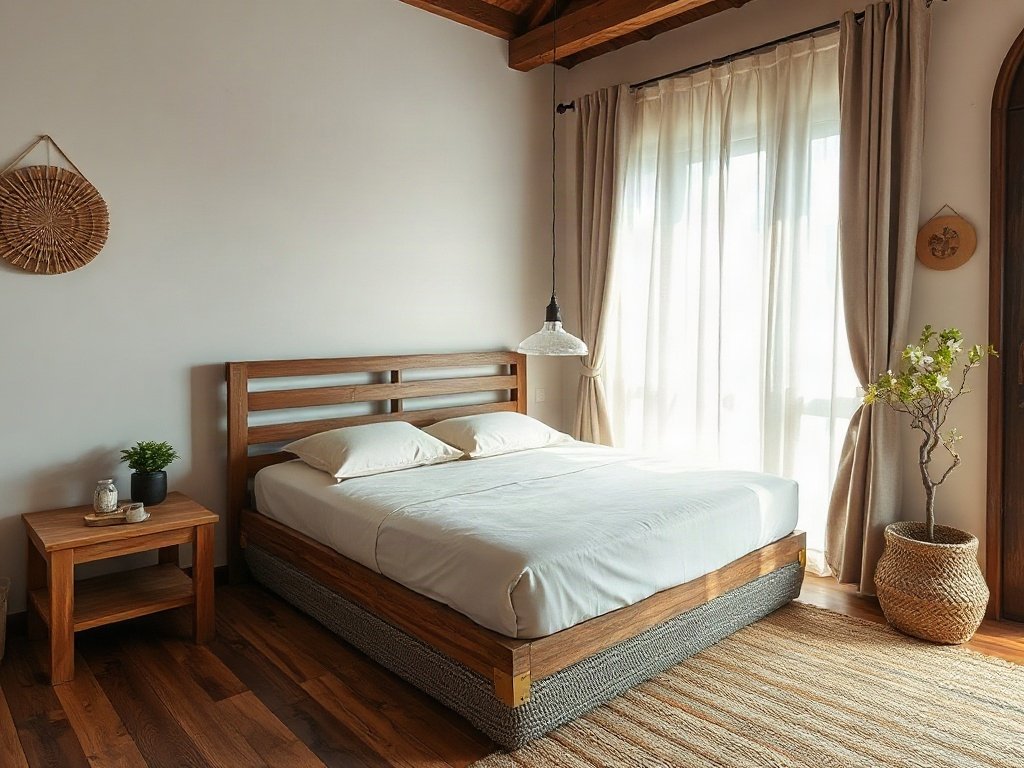 Thiết kế nội thất mộc mạc ở Việt Nam với giường xếp gỗ tiết kiệm diện tích