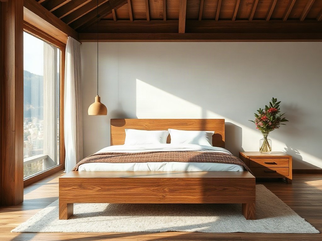 Giường gỗ phong cách trong không gian Việt đương đại