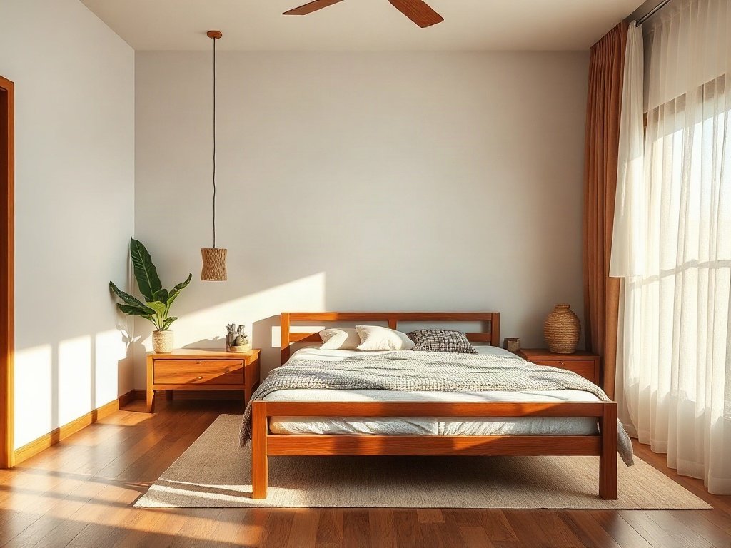 Phòng ngủ Việt Nam với giường gỗ giá rẻ