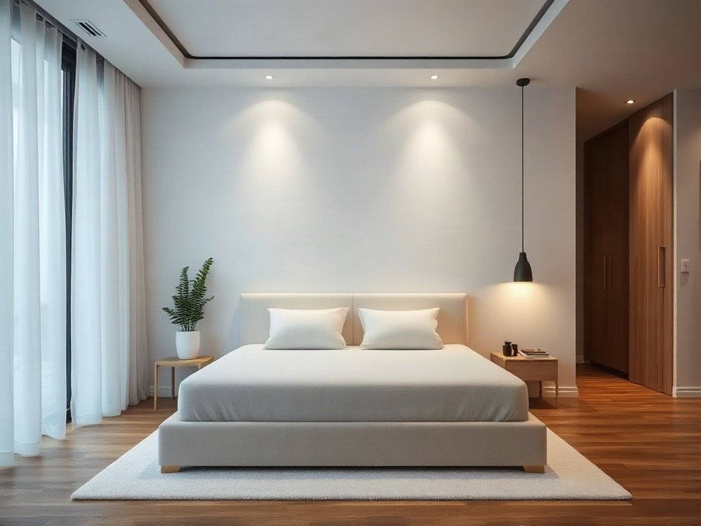 Thiết kế phòng ngủ tối giản với giường ngủ phong cách Nhật