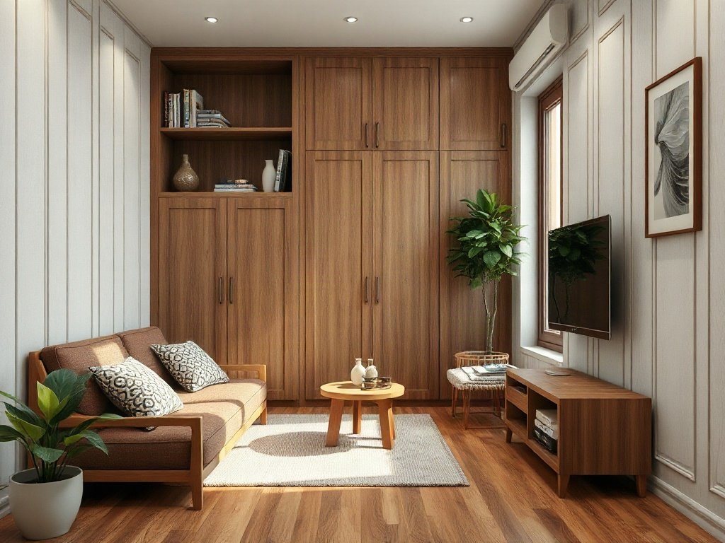 Không gian nhỏ tối ưu với nội thất gỗ gấp gọn, thiết kế nội thất Việt