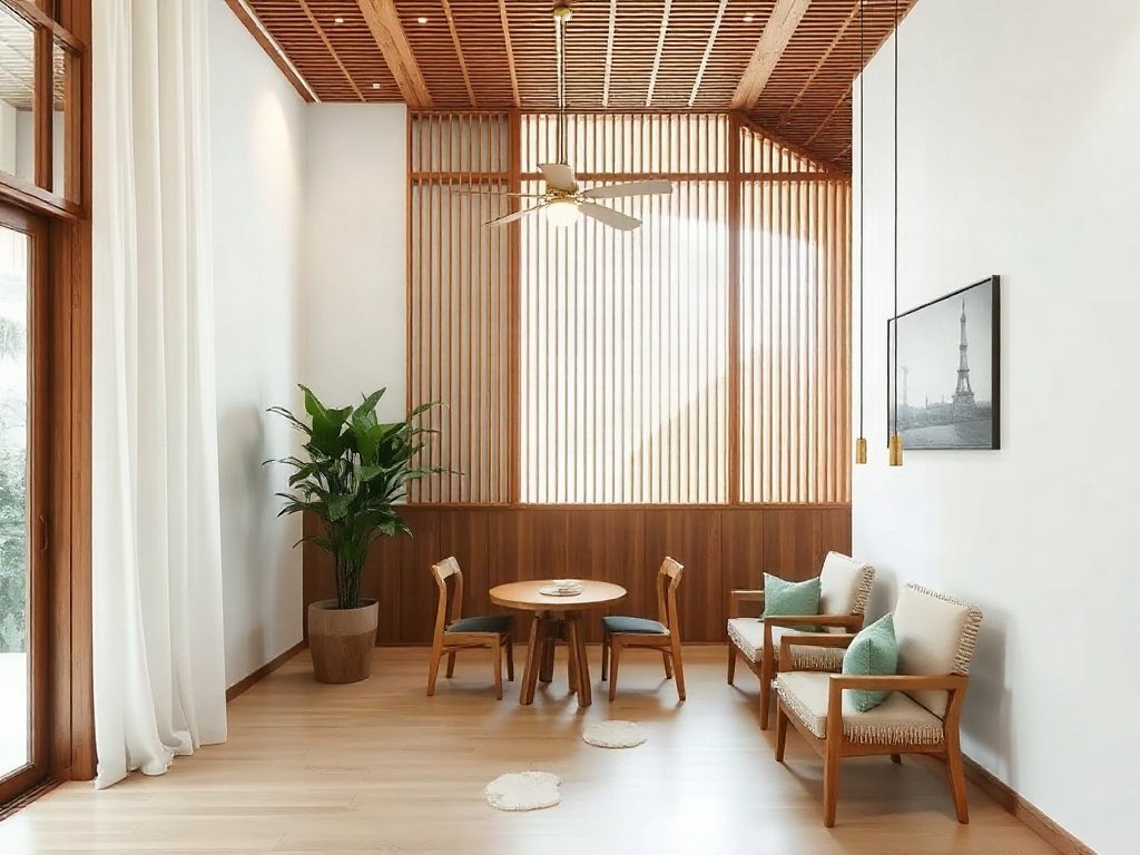 Nội thất Việt Nam với tập trung đồ gỗ và ánh sáng tự nhiên