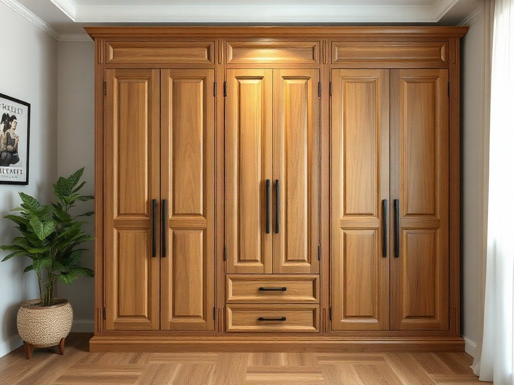 Tủ áo phong cách cổ điển tại Việt Nam với độ tương phản gỗ tự nhiên