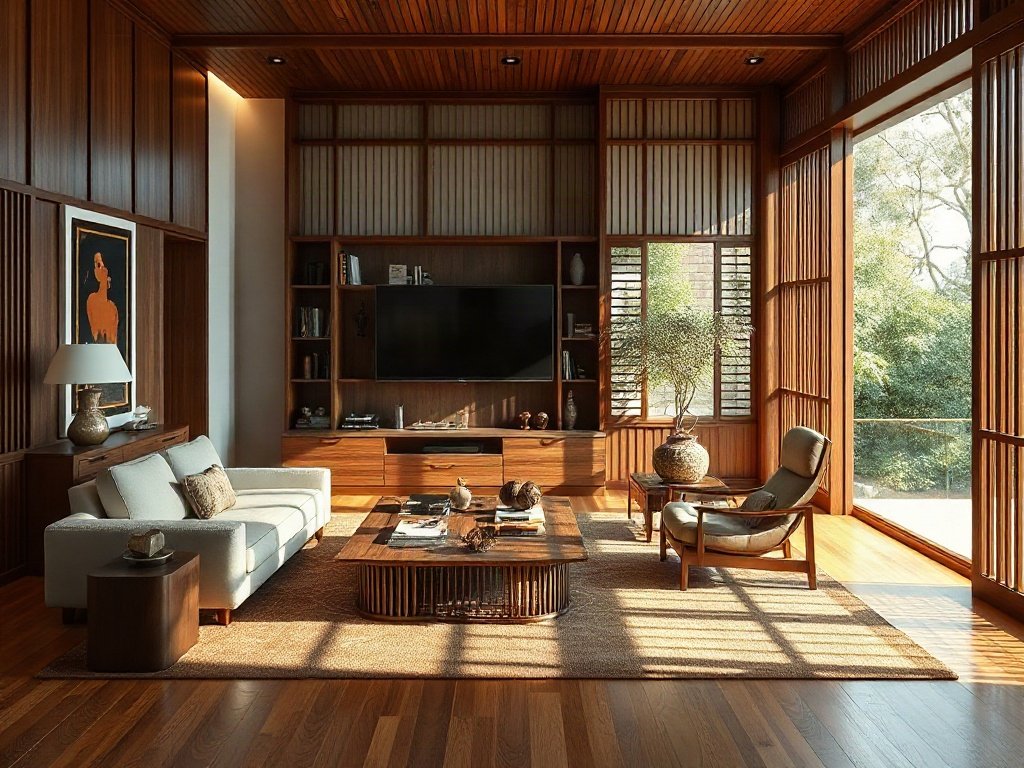 Phòng học thanh lịch tại Việt Nam với gỗ đánh bóng.