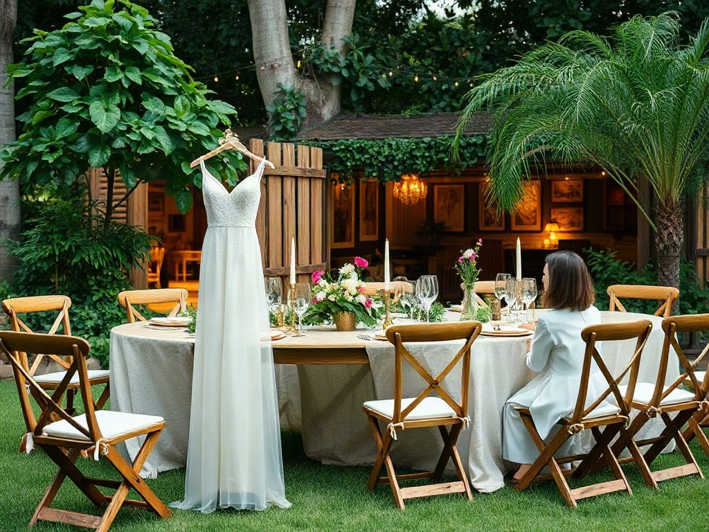 Bữa tiệc ngoài trời sang trọng tại vườn Việt Nam với ghế xếp