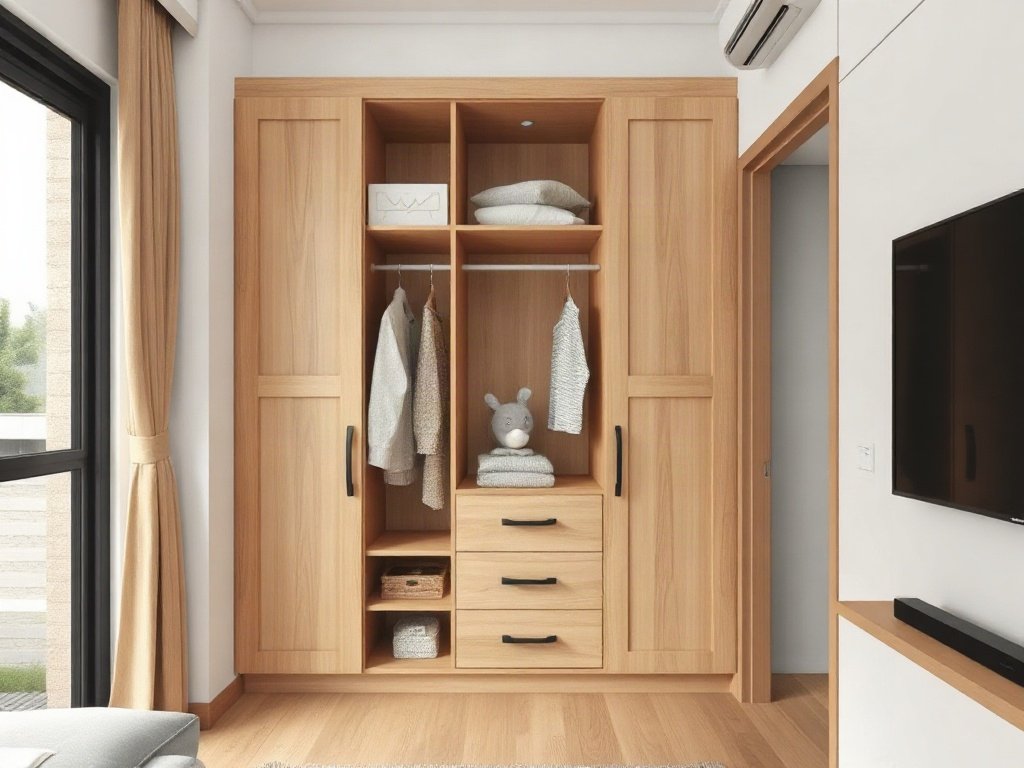 Tủ quần áo gỗ tự nhiên trong căn hộ Việt Nam tổ chức khoa học