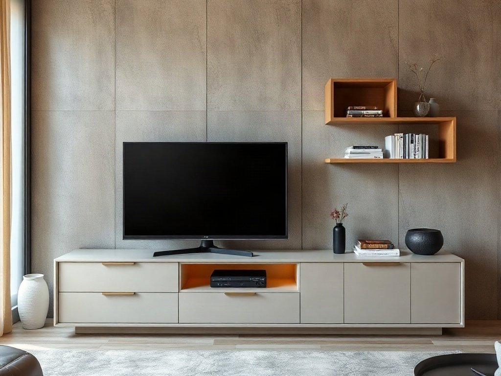 Kệ tivi nhỏ gọn và linh hoạt với dung lượng lưu trữ, bối cảnh Việt Nam