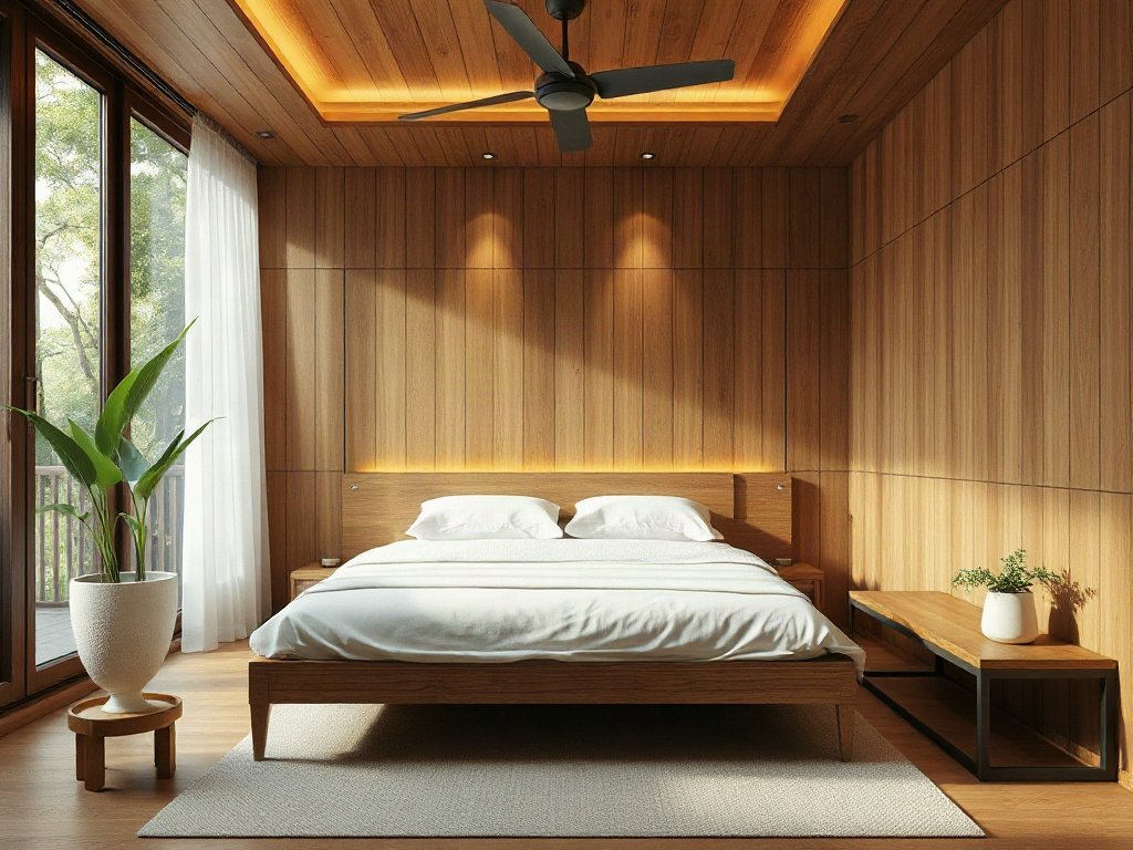 Kết cấu gỗ tự nhiên trong thiết kế phòng ngủ Việt Nam