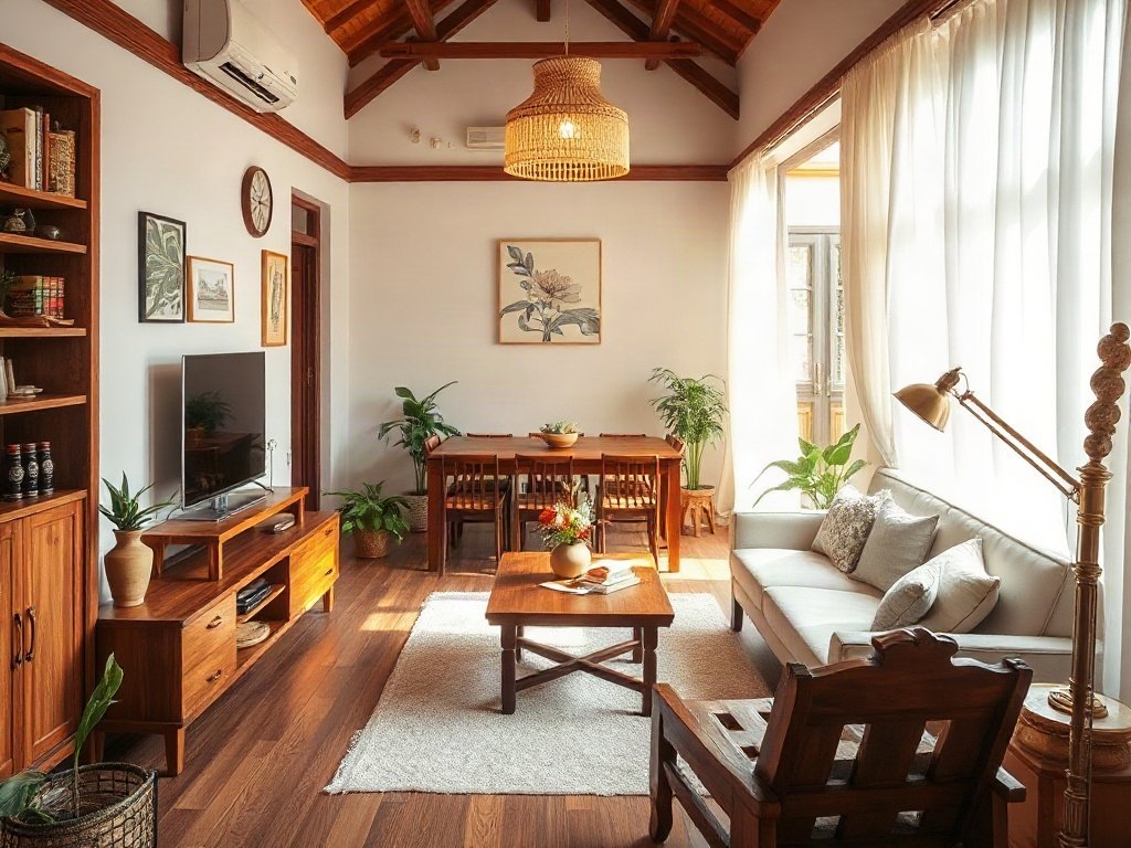 Không gian sống kiểu Việt với nội thất gỗ