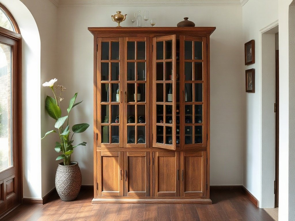Tủ rượu gỗ trong ngôi nhà truyền thống Việt Nam