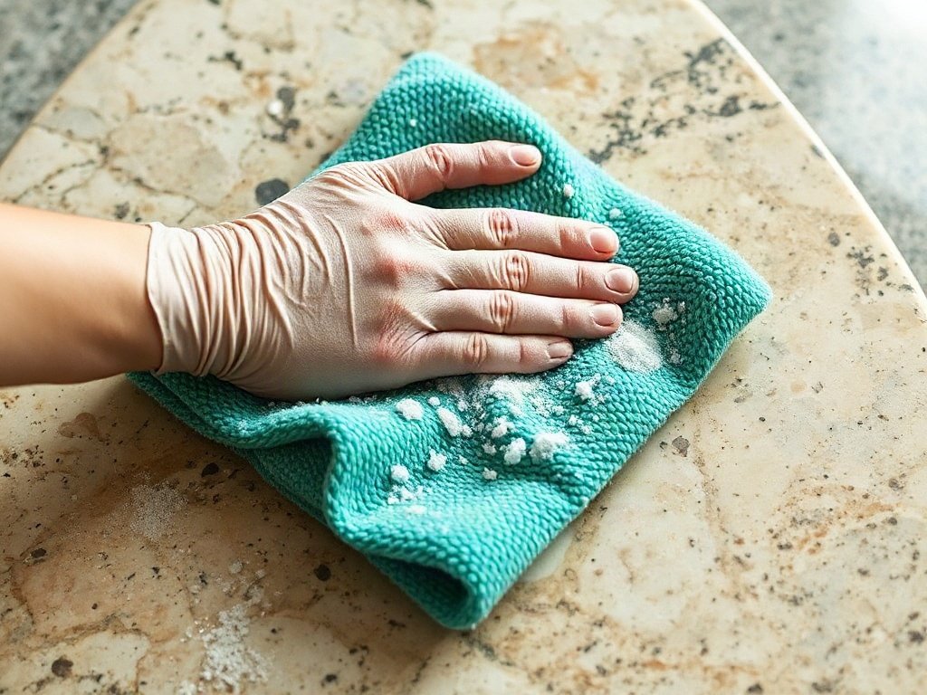 Khăn microfiber làm sạch bề mặt đá