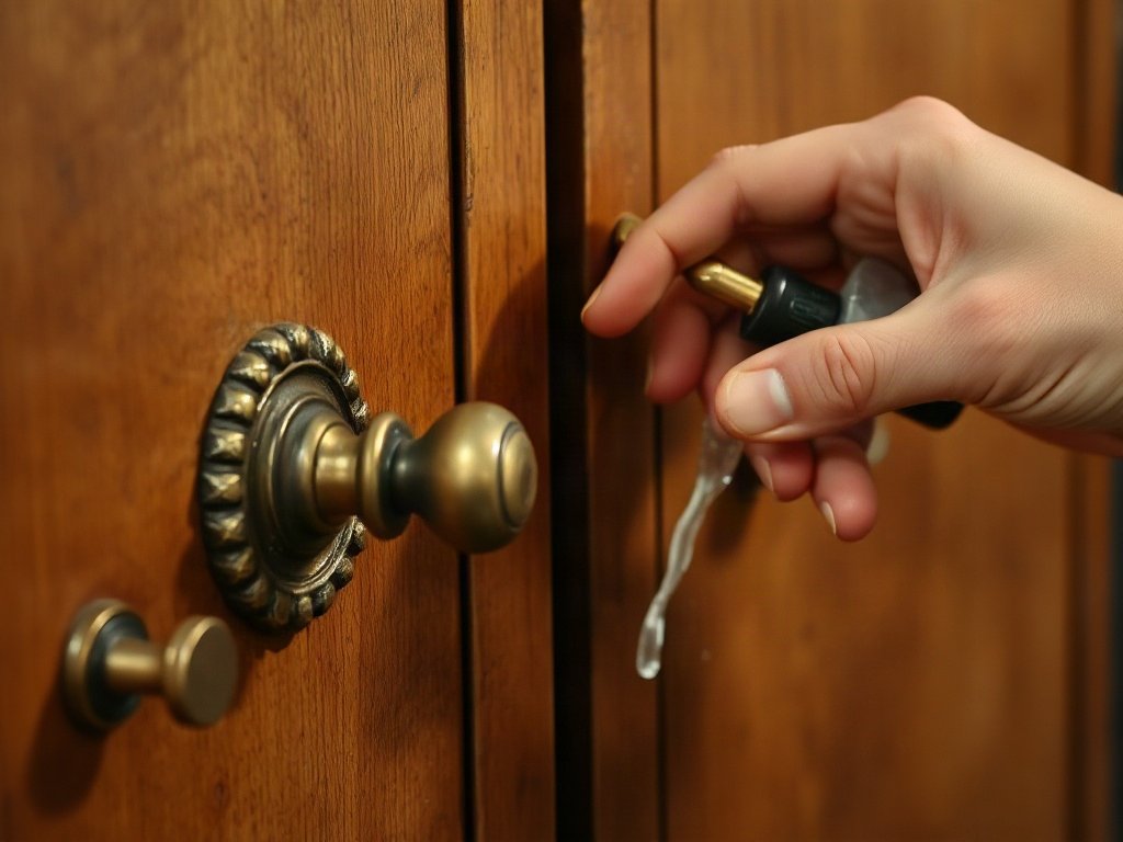Làm sạch tay cầm kim loại antique với sản phẩm phù hợp, ánh sáng ấm