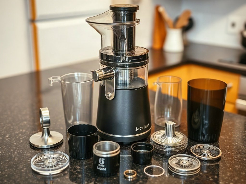 Máy ép trái cây được lắp ráp lại đúng cách trên quầy bếp