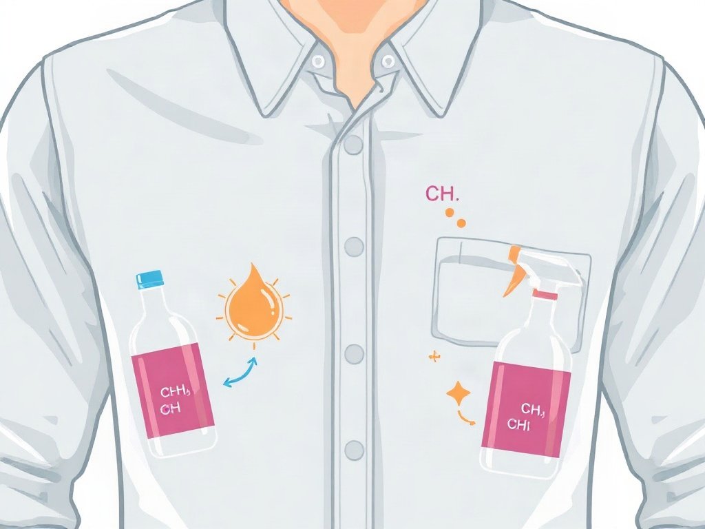 Minh họa phản ứng hóa học giữa chất tẩy rửa trên áo trắng