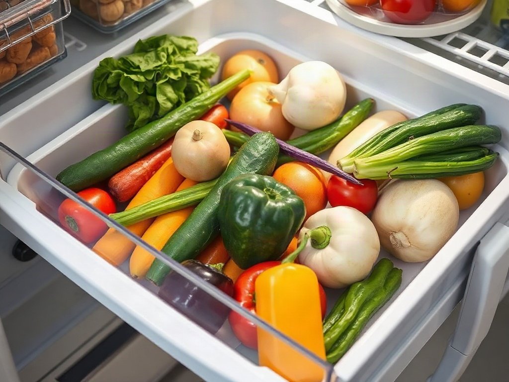 Ngăn kéo tủ lạnh chứa rau quả tươi