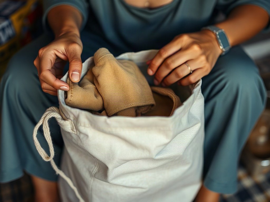 Người Việt bảo quản đồ da lộn đã được làm sạch trong túi vải thoáng khí.