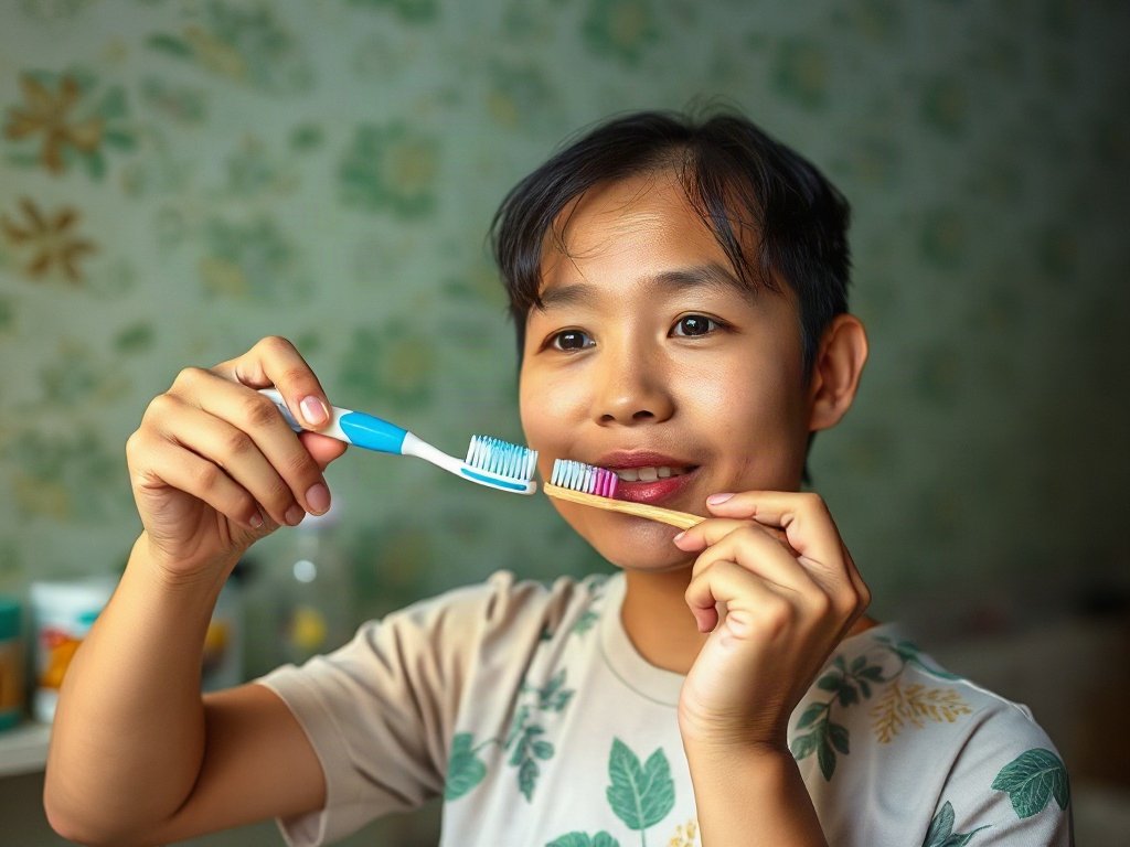 Người Việt cầm bàn chải và kem đánh răng đúng cách