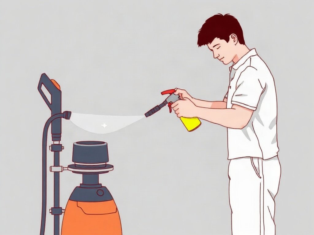 Người Việt kiểm tra bôi trơn các bộ phận của máy rửa xe