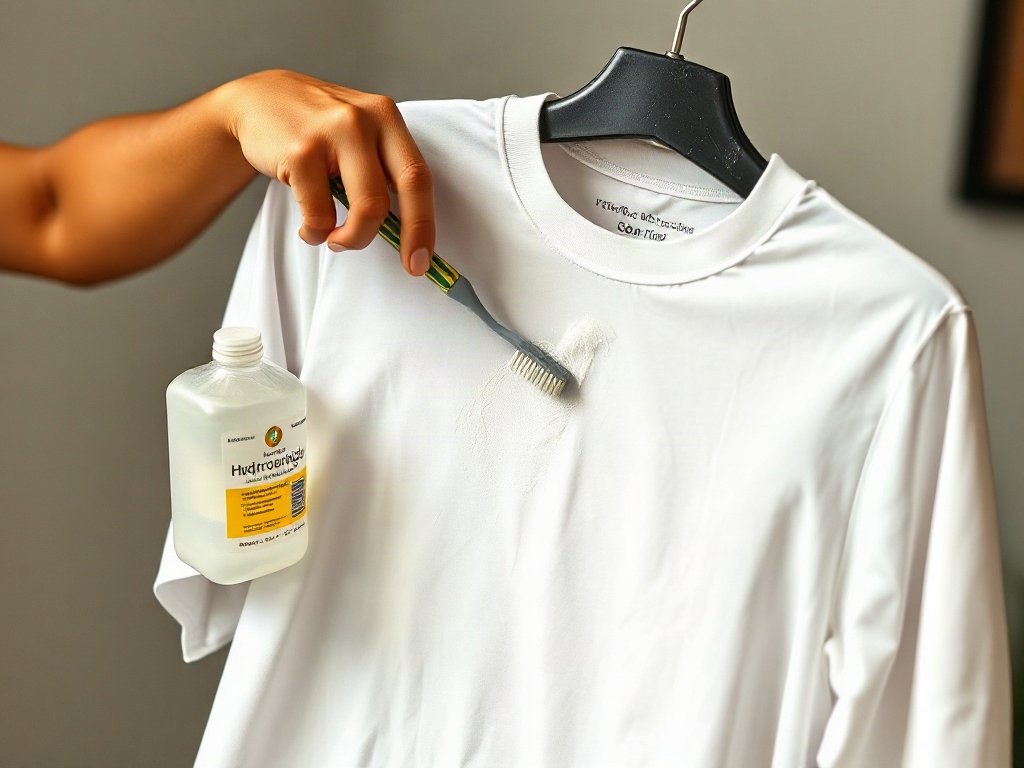 Người Việt Nam chà áo trắng bằng bàn chải và hydrogen peroxide