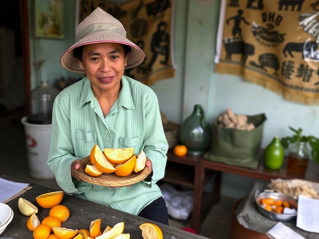 Người Việt Nam chuẩn bị vỏ cam để khử mùi.