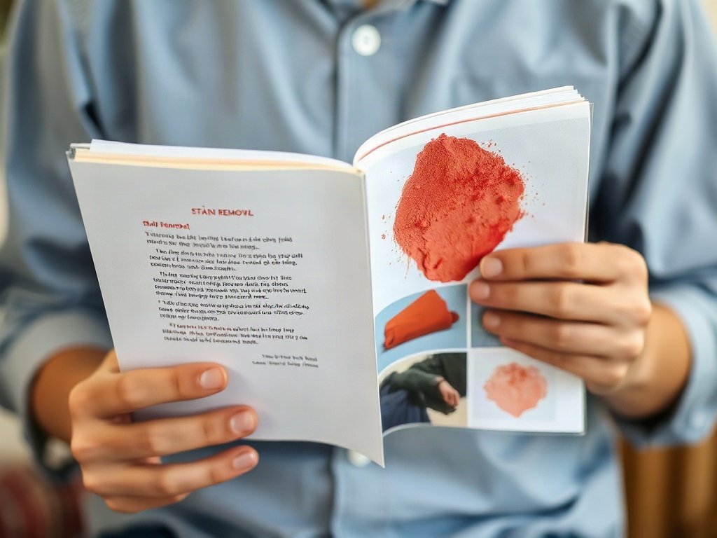 Người Việt Nam đọc sách hướng dẫn tẩy vết bẩn.