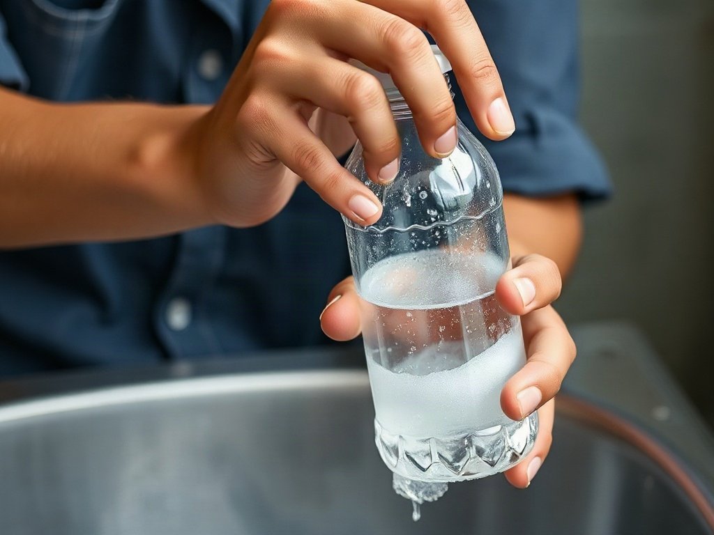 Người Việt Nam rửa chai nhựa trong bằng nước ấm xà phòng
