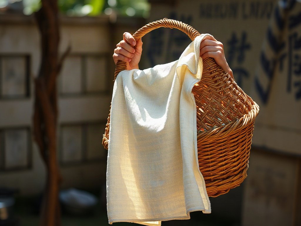 Người Việt phơi khô giỏ mây dưới ánh nắng mặt trời.