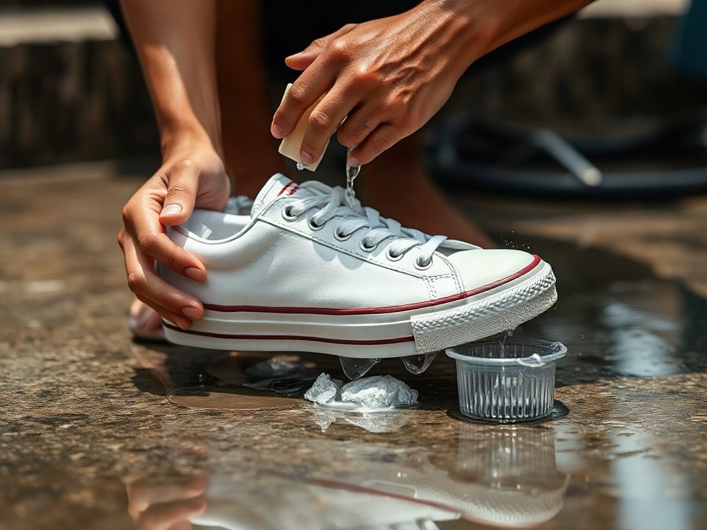 Người Việt rửa giày sneaker trắng bằng xà phòng
