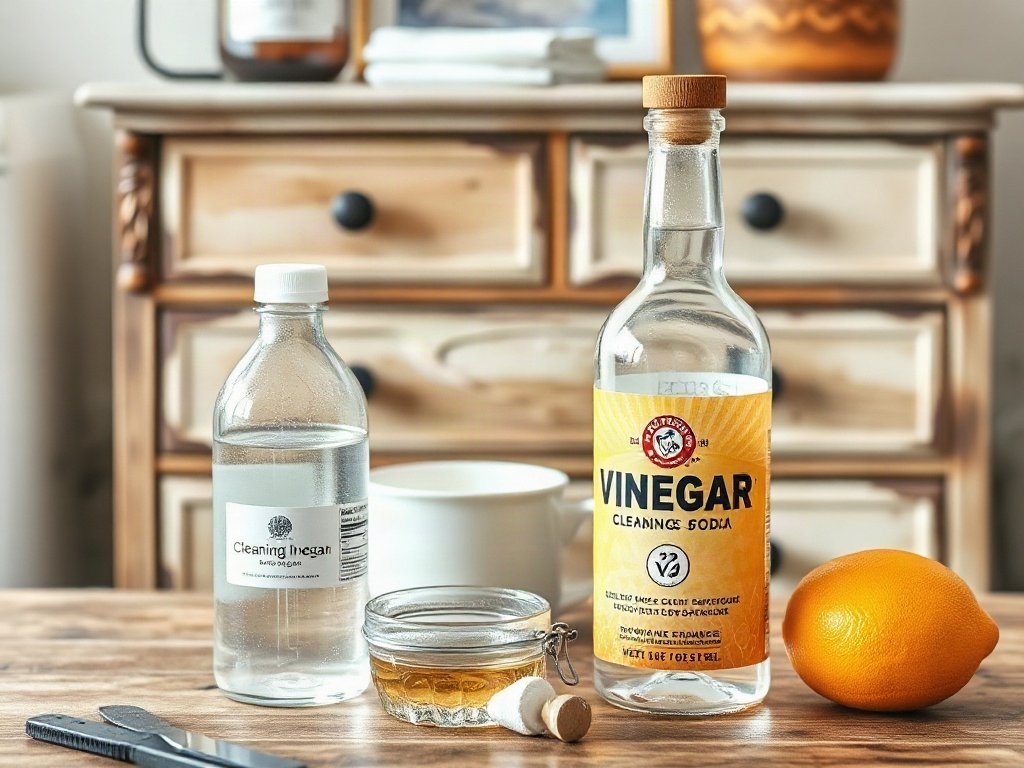 Nguyên liệu chính dung dịch vệ sinh tự nhiên cạnh tủ gỗ cổ điển