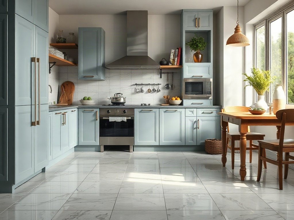 Sàn bếp sạch bóng với nền nhà bếp Việt Nam