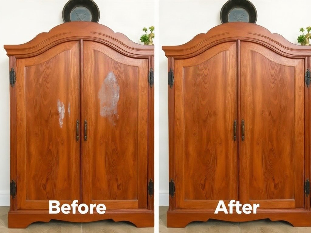 So sánh trước sau khi tẩy sơn tủ gỗ