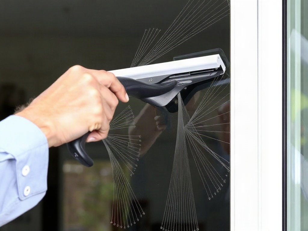 Sử dụng cây lau kính để loại bỏ dung dịch trên mặt kính