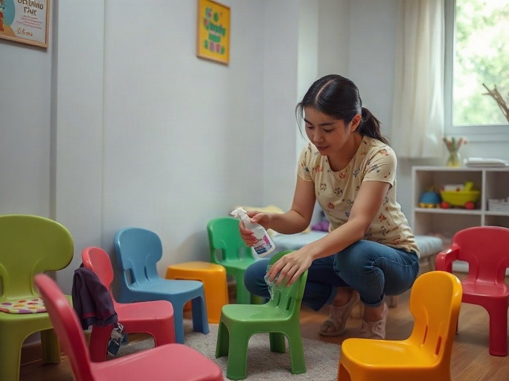 Sử dụng xà phòng nhẹ làm sạch đồ nhựa phòng trẻ