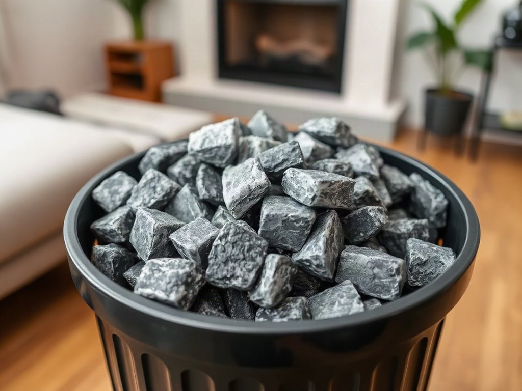 Than hoạt tính trong thùng rác phòng khách
