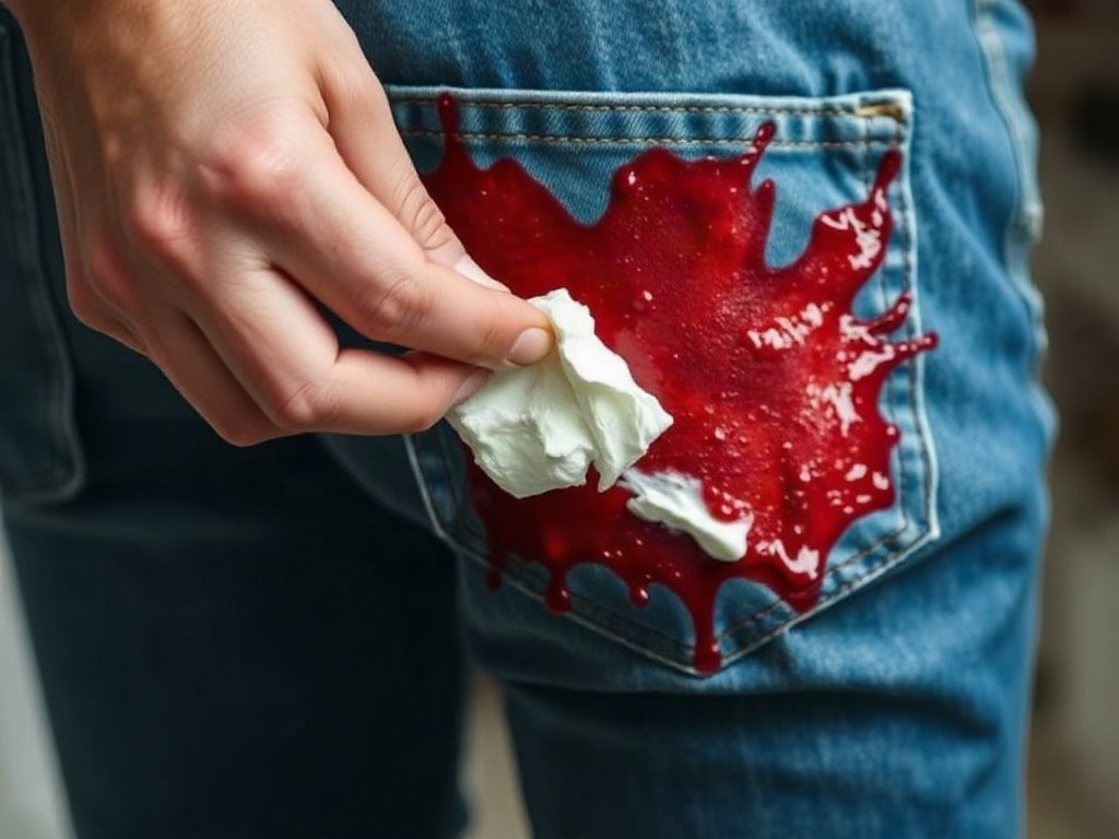 Thoa bột baking soda lên vết máu trên quần jeans